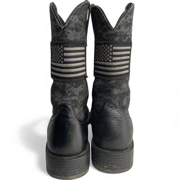 Ariat Leather Western Cowboy Camo US Flag Black Boots Men's 10.5 - Picture 8 of 12